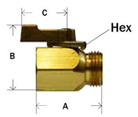 Brass One Way Ball Valve - FGH x MGH Diagram